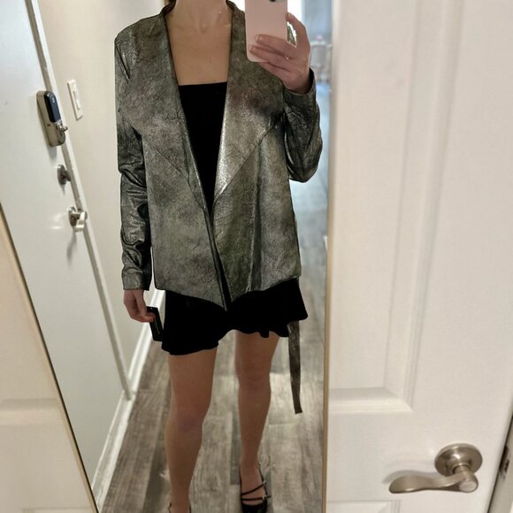 Donna Karan Women's Belted Metallic Jacket - Picture 4 of 16